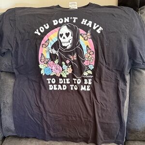 Black Graphic T-Shirt with Grim Reaper Design